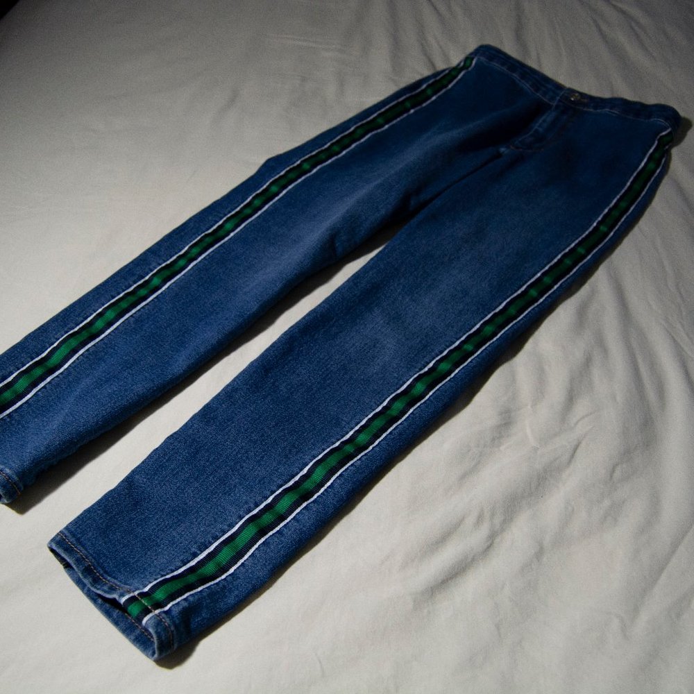 Straight Jeans with Green Side Trim